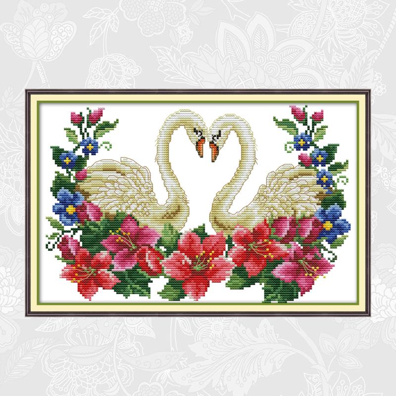 Swan Love Patterns Count Aida Cross Stitch kits , Embroidery Needlework Set, Home Decoration Send Accessory Tools