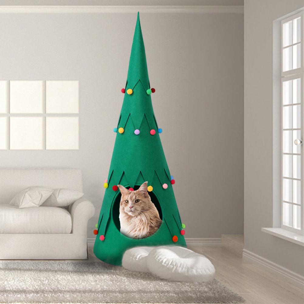 Christmas Tree Dog Cat Bed Winter Warm Pet Nest Ca... Grandado