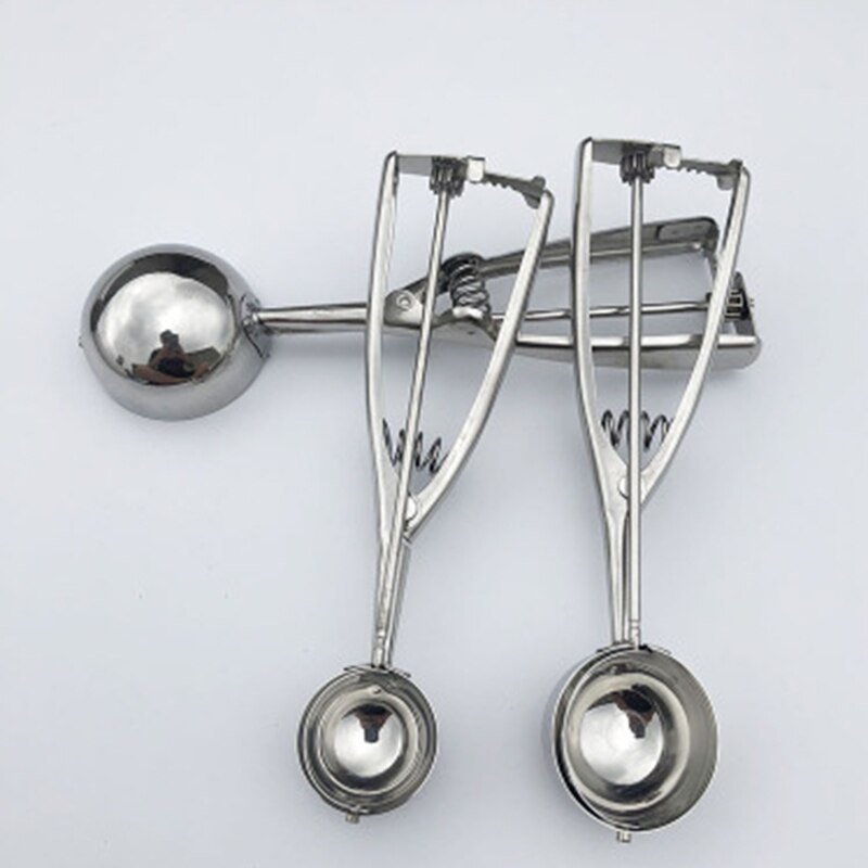 3Pcs/Set Ice Cream Scoop Stainless Steel Dessert Spoon Watermelon Mash Potato Cookies Dough Disher Spoon Useful Kitchen Tools