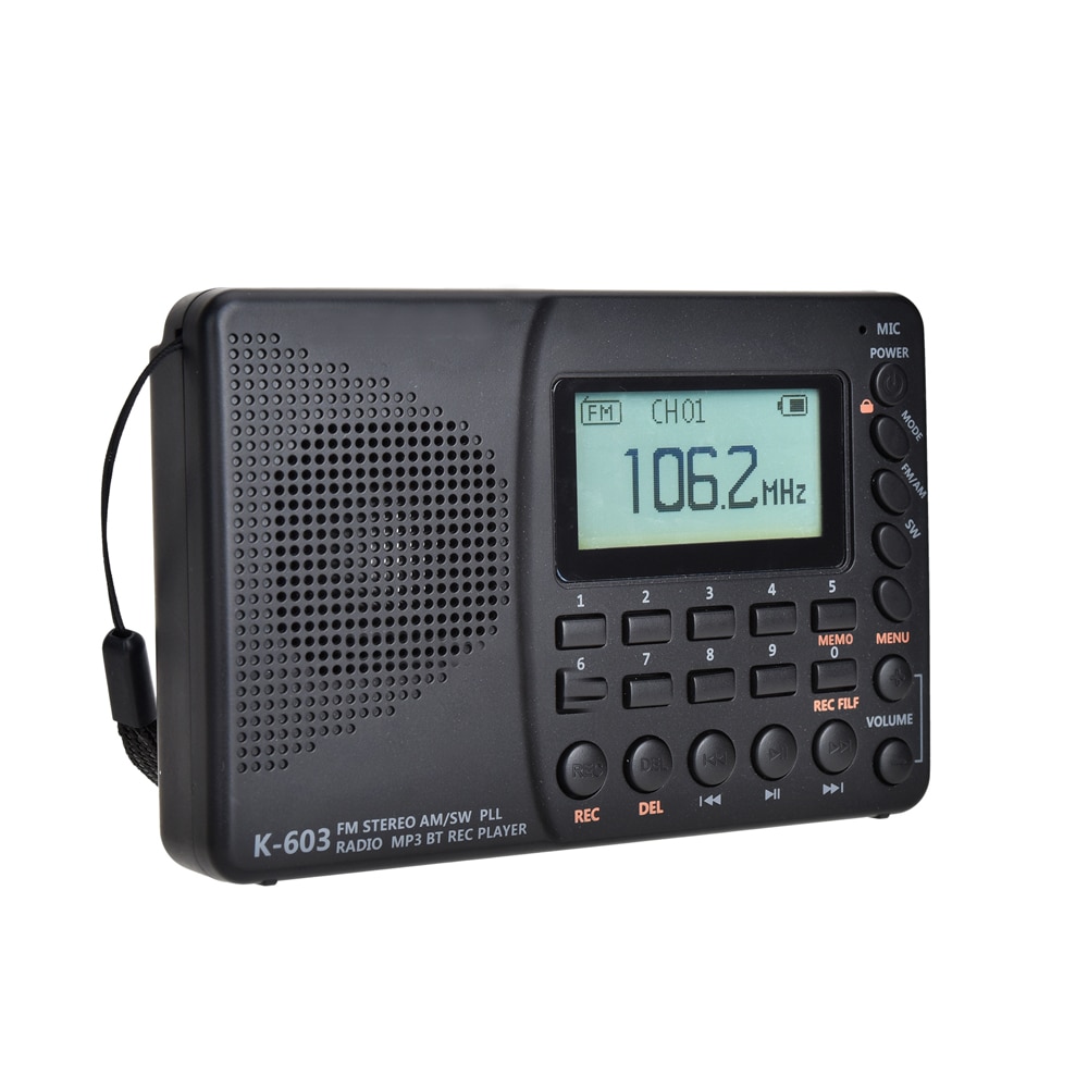 K-603 Draagbare Digitale Radio Lcd-scherm Fm Am Sw Radio Met Bt Speaker Power-Off Geheugen Functie Mode Radio