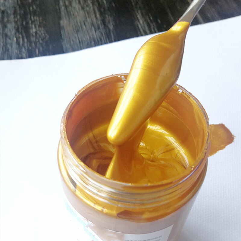 Pintura dorada de 100ml, pintura acrílica metálica, resistente al agua, no se decolora, pigmentos de grafiti para ropa de mano DIY