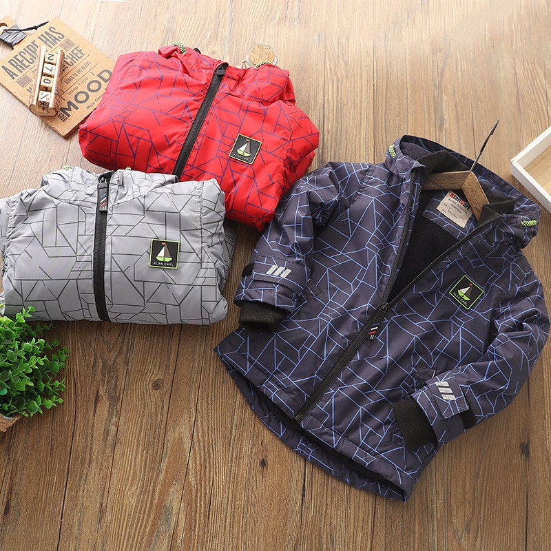 Jongen Winter Jassen -Katoen Klopte Thicken Warm Bovenkleding Hooded Jas Voor Grote Jongen Fluwelen Kleding Tieners