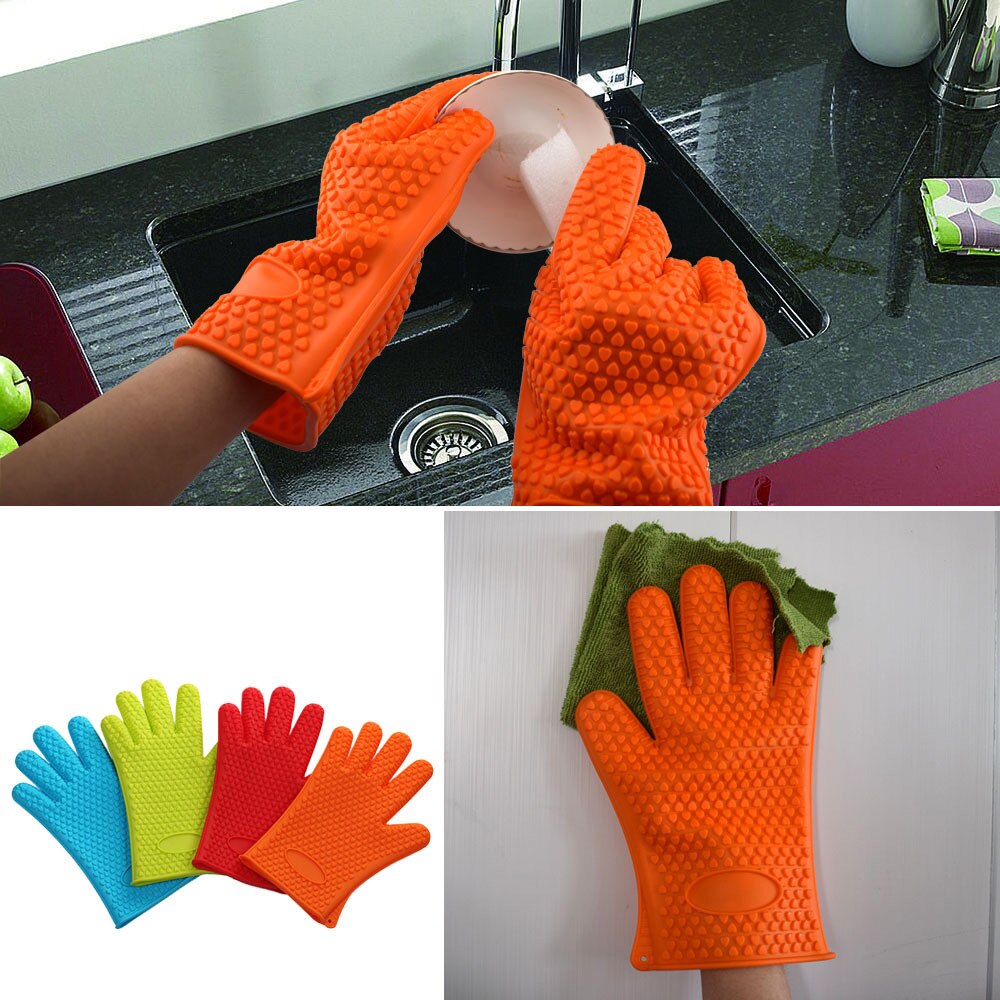 Guantes de silicona gruesa resistentes al calor de grado alimenticio, guante para horno de cocina, guantes para parrilla, horno y horneado, 1 Uds.