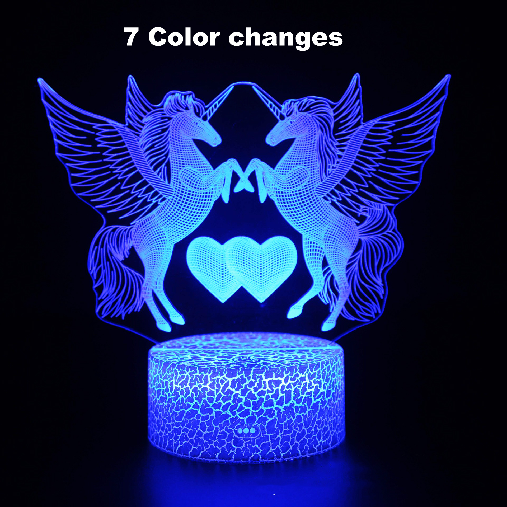 Eenhoorn Serie Kleurrijke Creatieve Diermodel Paard 3D Licht Led Klein Nachtlampje Tafellamp Visuele Licht