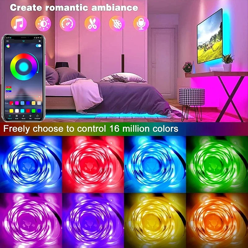 Tira de Luces LED RGB 5050 USB 1M-30M tira de luz Led sincronización de música Luces que cambian de Color cinta Led TV retroiluminación habitación Dec