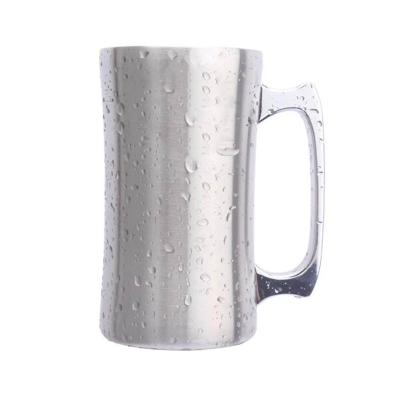 Taza aislante de acero inoxidable con tapa, vaso grande de 20oz, doble pared, vaso con mango, vaso térmico para cerveza: Default Title