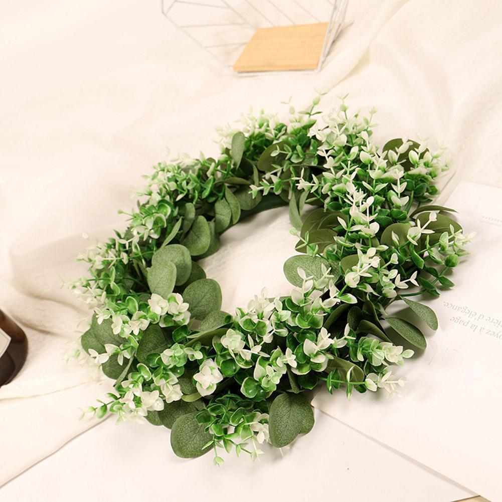 Guirlande d'eucalyptus Double couleur, plante verte, couronne de fleurs artificielles rondes, décoration pour porte de salon