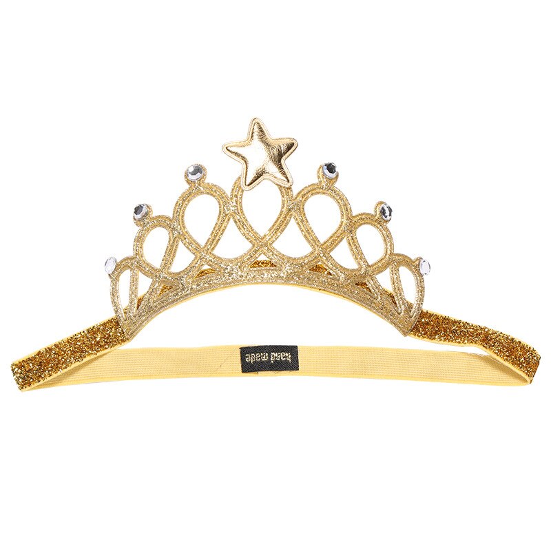 Kind Steentjes Prinses Hoofdband Elastische Haar Crown Tiara Accessoires Haarband Accessoire Party Haar Jewelr: Golden stars