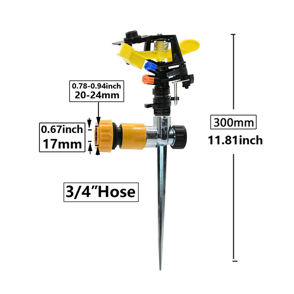 360 Degree Rotating Jet Sprinklers Double Outlet Rocker Nozzles1/2" Male Thread For Garden Farm Lawn Irrigation: Clear