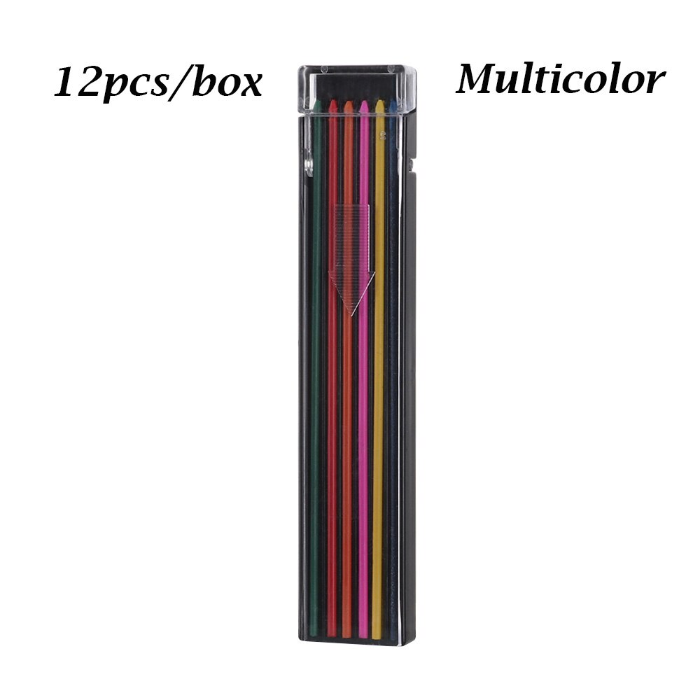 12 PCs/Box Thick 2B Coloured Pencil Lead 2mm Mechanical Pencil Lead Refill Art Sketch Drawing Tools Smooth Automatic Pen Refill: Multicolor