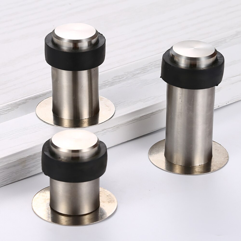 1pcs Rubber Anti-collision Door Stopper Stainless Steel Round Resistance Home Door Floor Wall Protector Door Catcher Stops