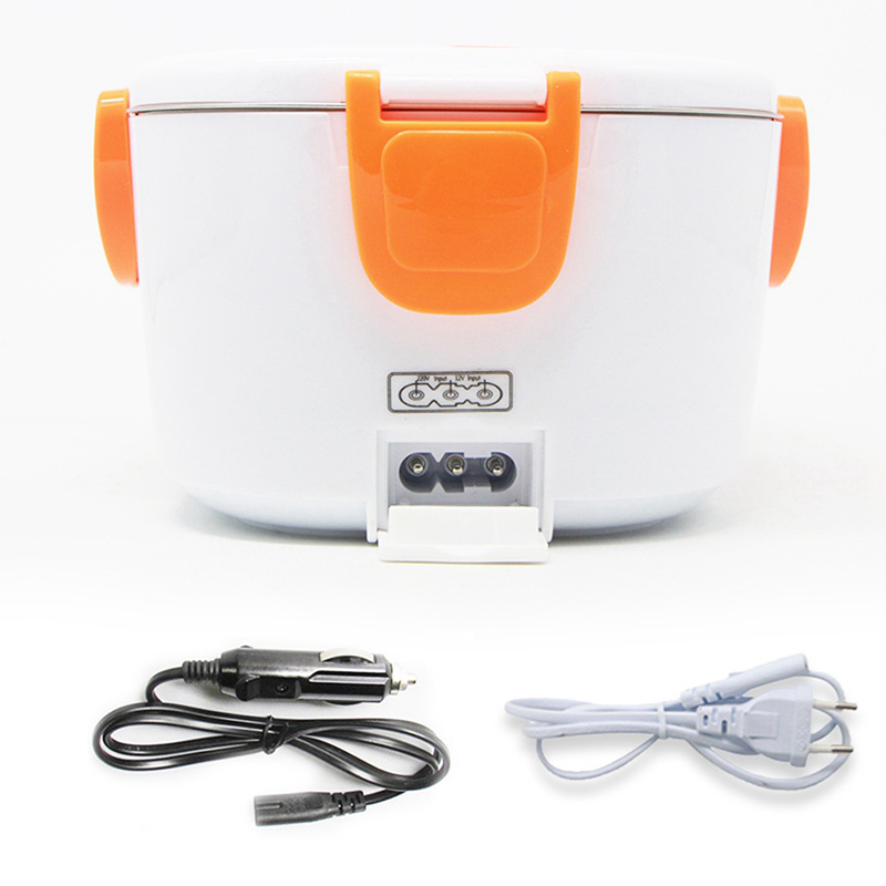 Ahtoska 12V 220V Draagbare Elektrische Verwarmde Rvs Lunchbox Voor Kids Voedsel Containers Voedsel Warmer Met Compartimenten: orange lunch box