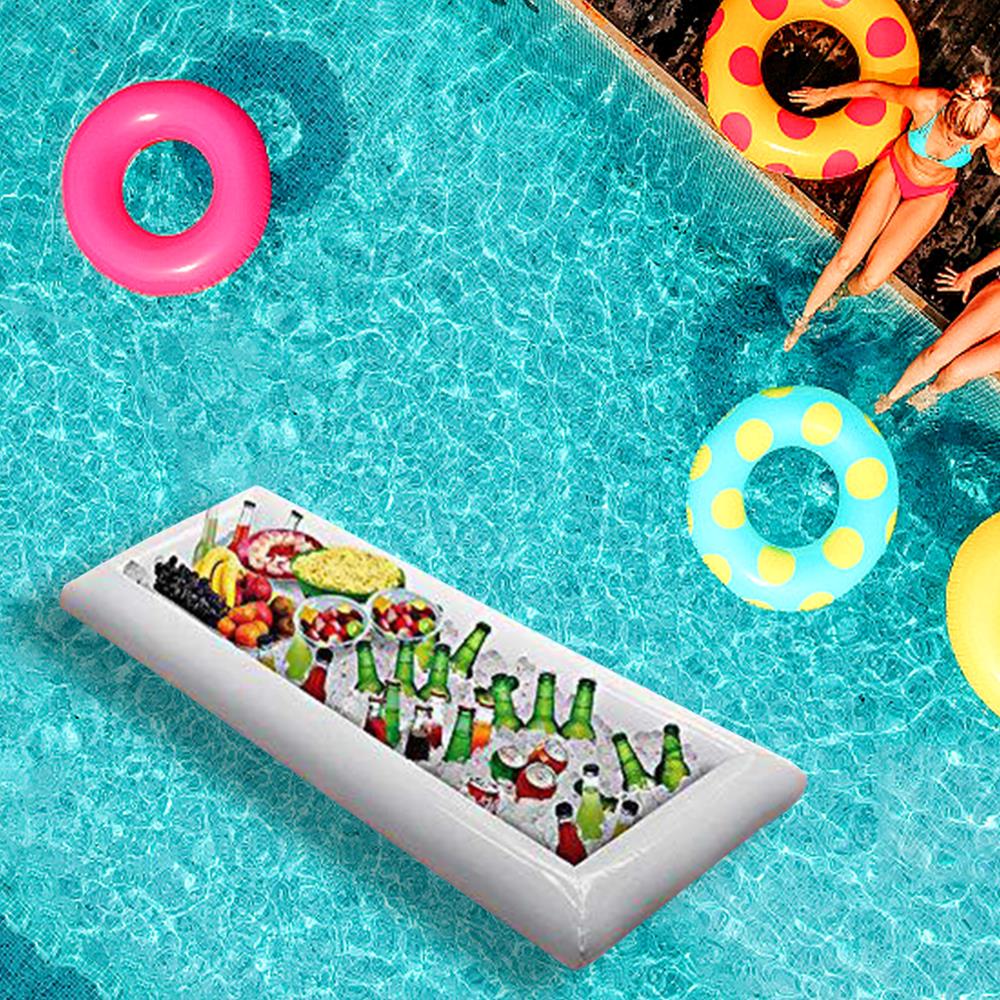 PVC Inflatable Ice Bar Water Entertainment Salad Plate Stand Outdoor Ice Bucket Bar, Drinks & Food Serving Bar for Outdoor