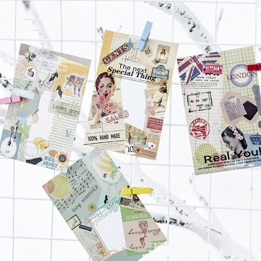 30 stuks/pak originele ansichtkaarten in doos, collage, tijdkaart, berichtlabel, zakelijk of voor begroeting en feest