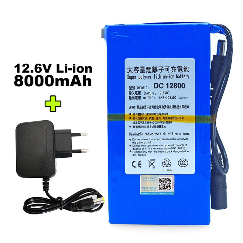 Batería de iones de litio VariCore, Universal, recargable 12V/11,1 V, capacidad 20000mAh 15000mAh 9800mAh 8000mAh 4800mAh, batería de 12,6 V: 8000mAh Set
