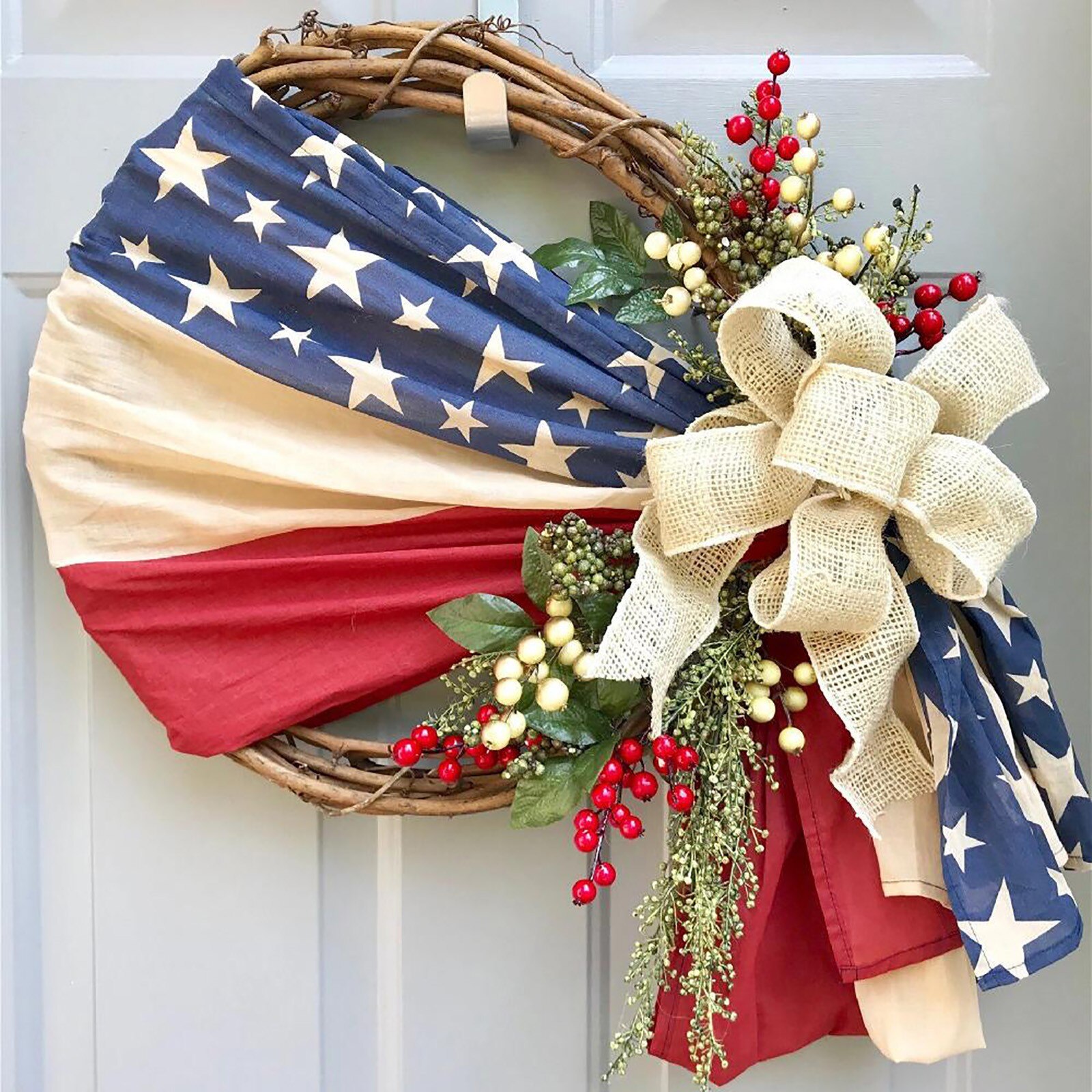 Independence Day Wreath Porch Decoration Front Door Outdoor The Letter Hanging Round Wreath Decor Wreaths Garlands