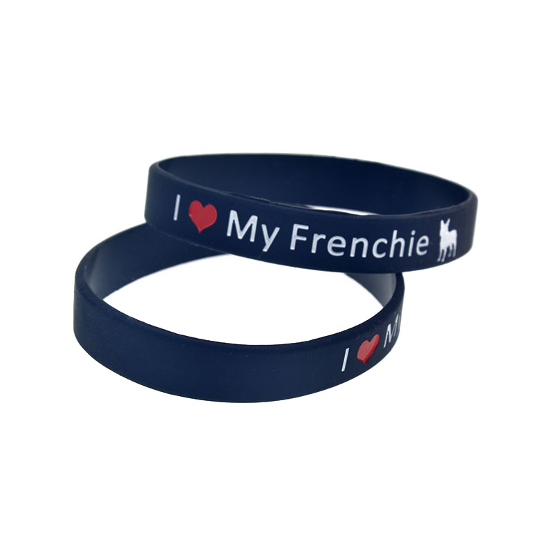 1Pc I Liefde Mijn Frenchie Bull Terrier Siliconen Armband Zwart