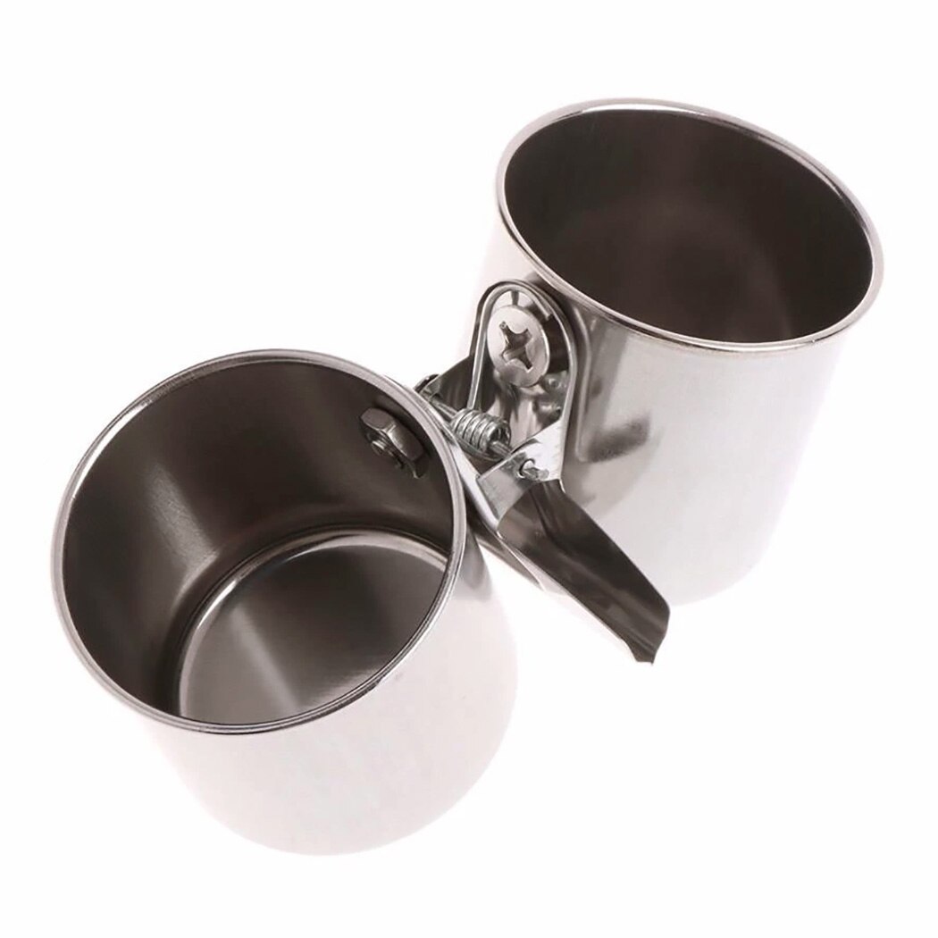 Bird Cage Bowl Set Double-bowl Parrot Cup Food Water Bowl with Perch Hanging Bowl Water Food Dish Pigeon Supplies