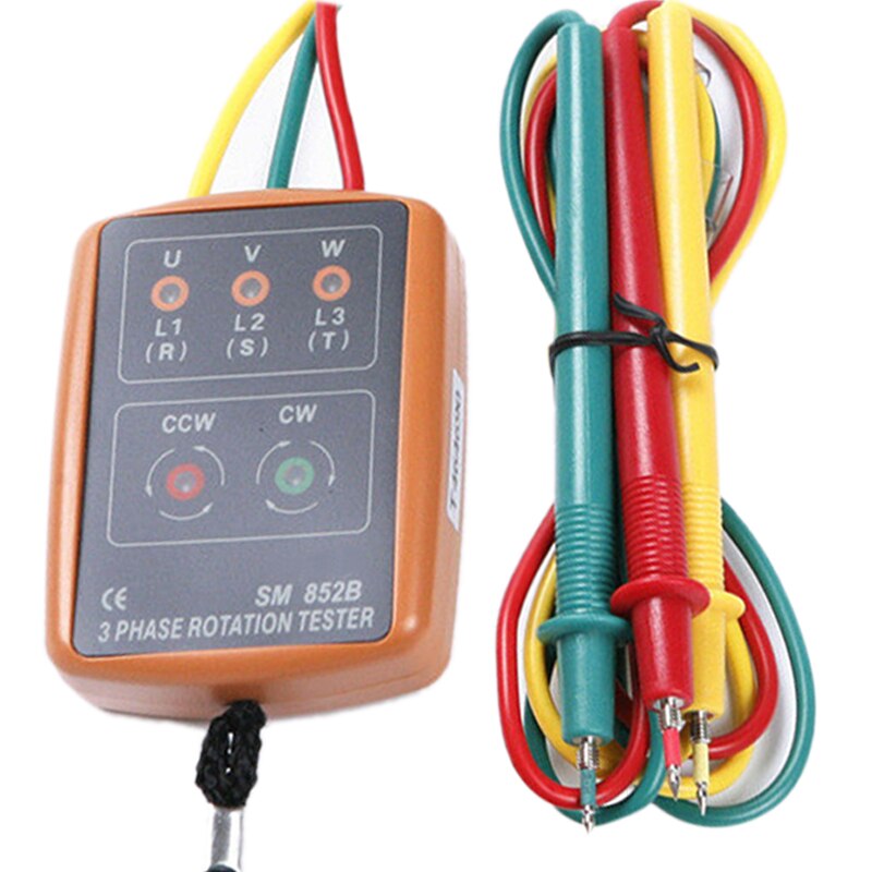 3 Phase Rotation Tester Multimeter Presence Rotation Tester Phase Indicator Detector LED Buzzer Phase Sequence Meter 60V-600V AC