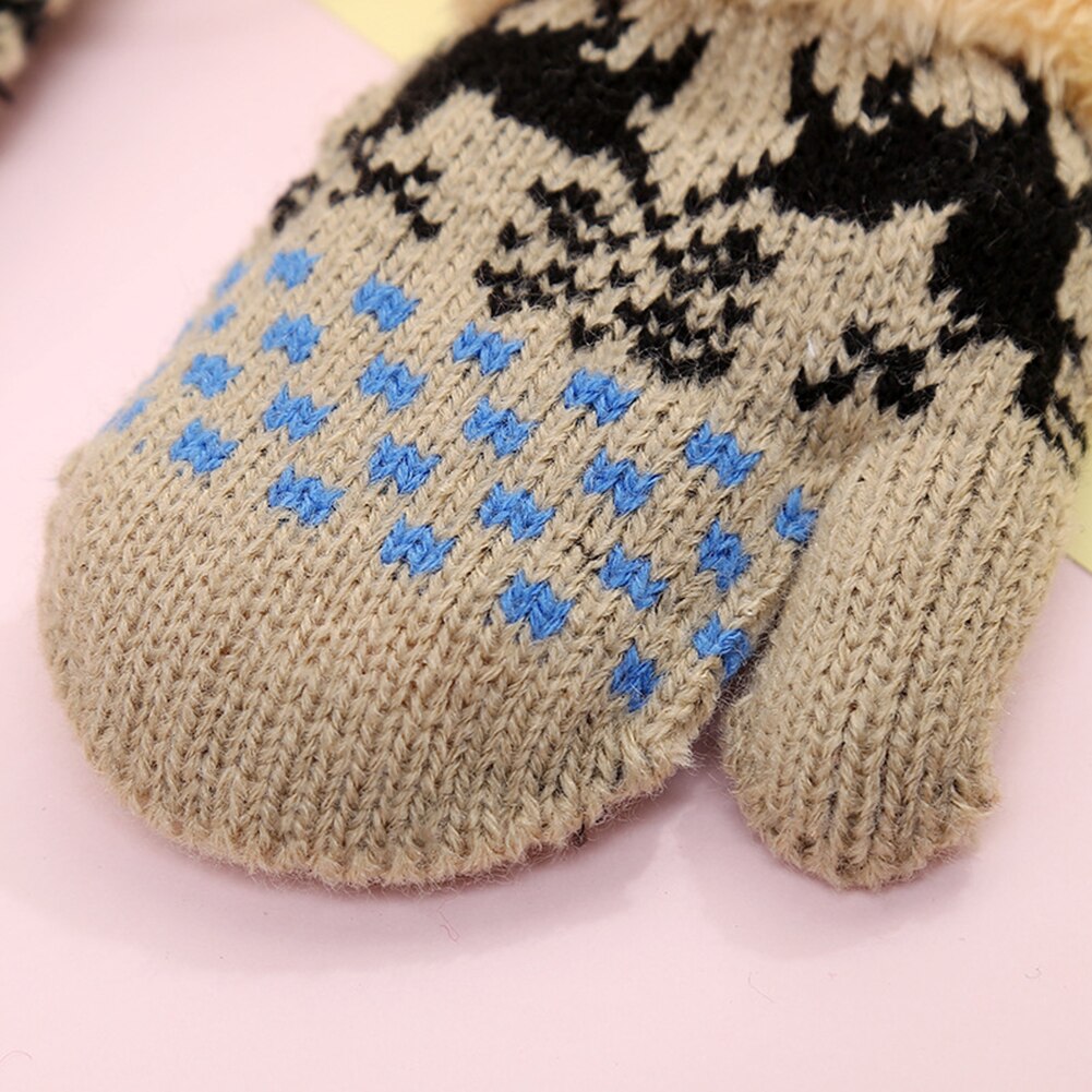 Dejlige rensdyr fleece strikket jacquard hals hængende baby baby handsker