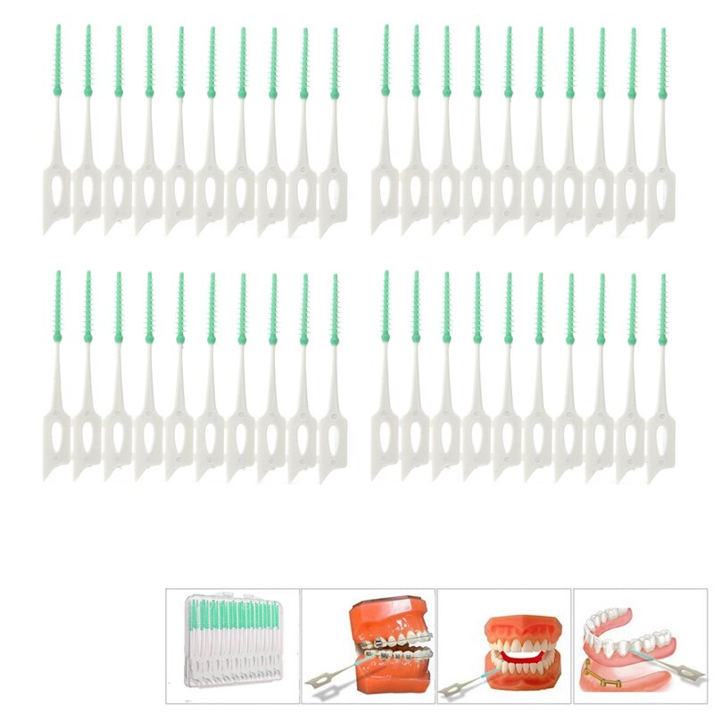 Soft Clean Between Interdental Floss Brushes Random Color Oral Care Tool 40 PCS/Pack Elastic Massage Gums Toothpick Pro