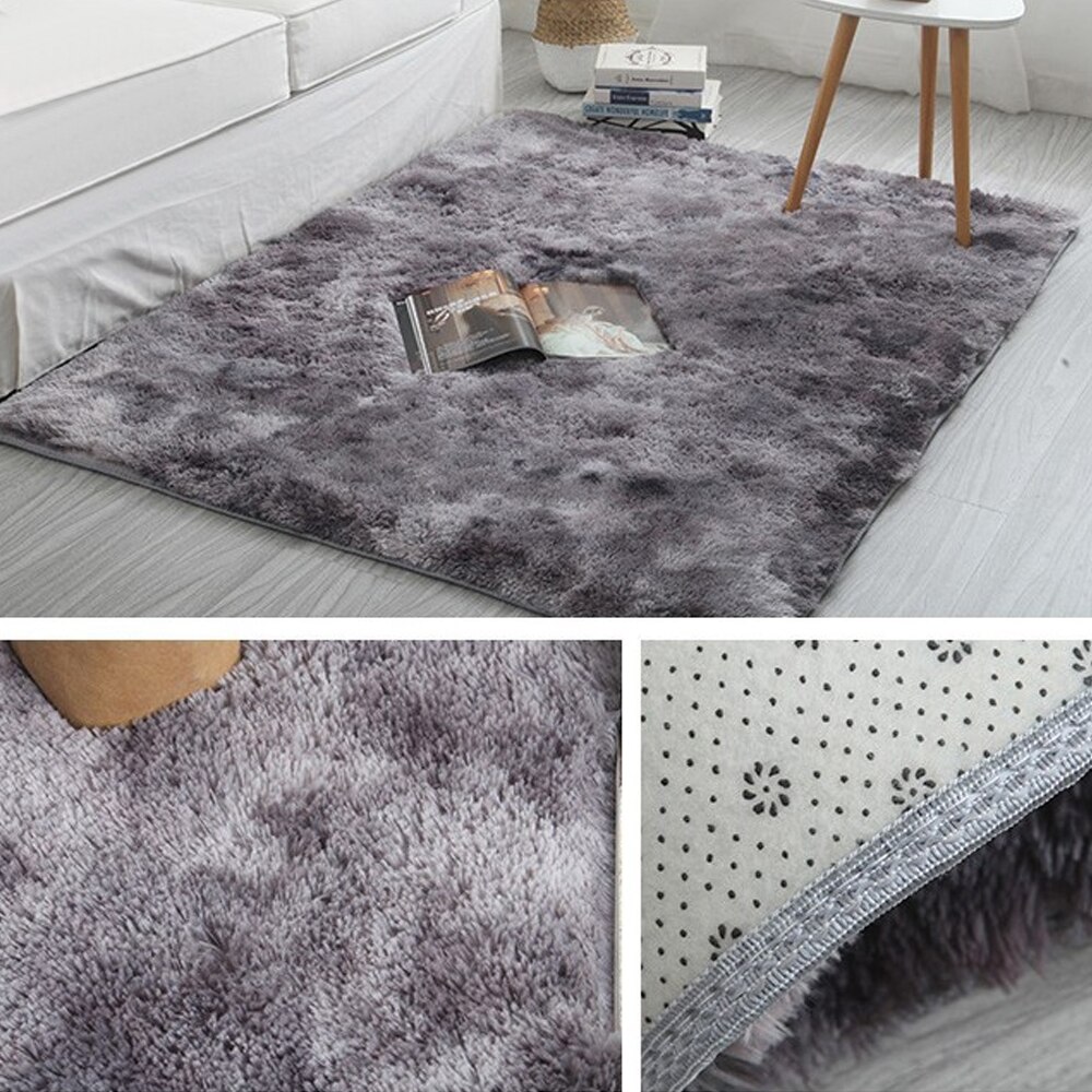 Tapis en peluche enfants lit chambre tapis de sol moelleux fenêtre chevet décor à la maison tapis doux velours tapis dégradé solide tapis: G301952A
