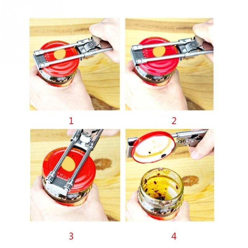 Profissional portátil ajustável manual de aço inoxidável jar tampa abridor garra abridor lata suprimentos cozinha acessórios