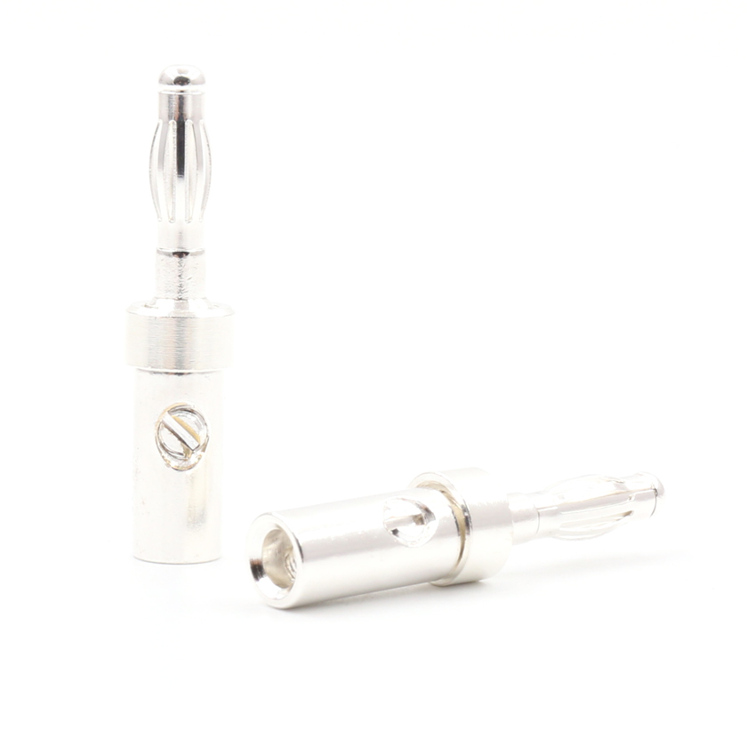 Viborg Banana Plugs - 4 pcs - Silver-Plated - Audio Speaker Cable Adapter
