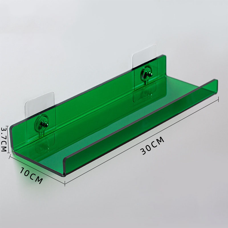 Estante de almacenamiento de acrílico montado en la pared para baño, organizador de cocina, estantes de exhibición, estante de pared decorativo sin perforaciones: Bronce