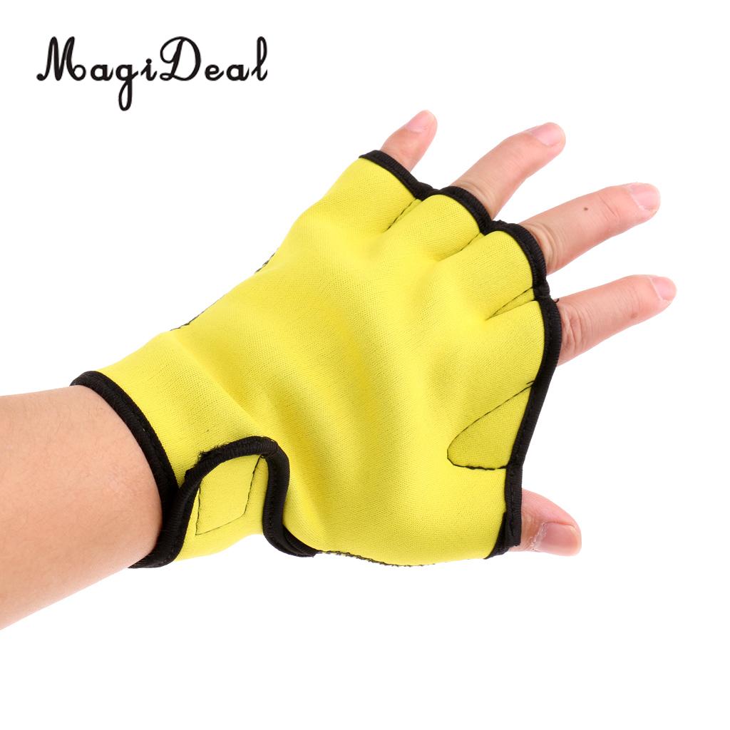 1 par de guantes de entrenamiento MagiDeal, aletas resistentes al agua, guantes de mano, guantes de entrenamiento sin dedos, aletas de red, guantes de fuerza de natación