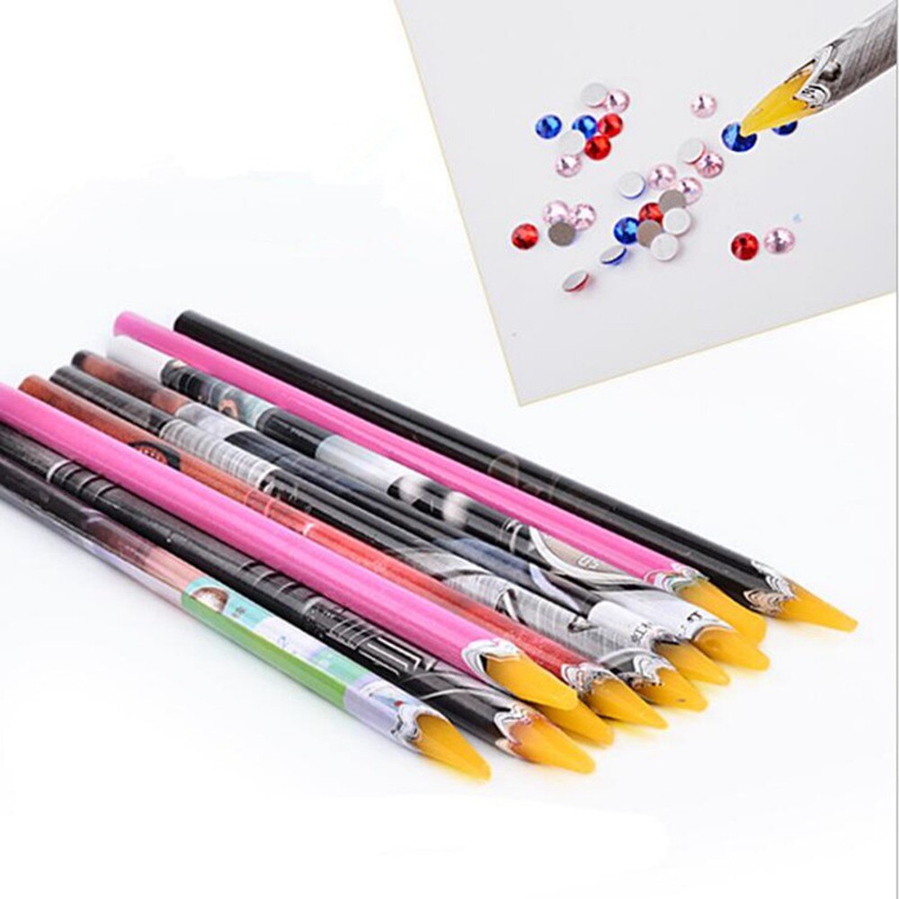 1 pc 10 cm Wax Pen Puntjes Potlood zelfklevende Rhinestones Gems Boren Picking Picker Tips Gereedschap DIY Salon nail Art Manicure