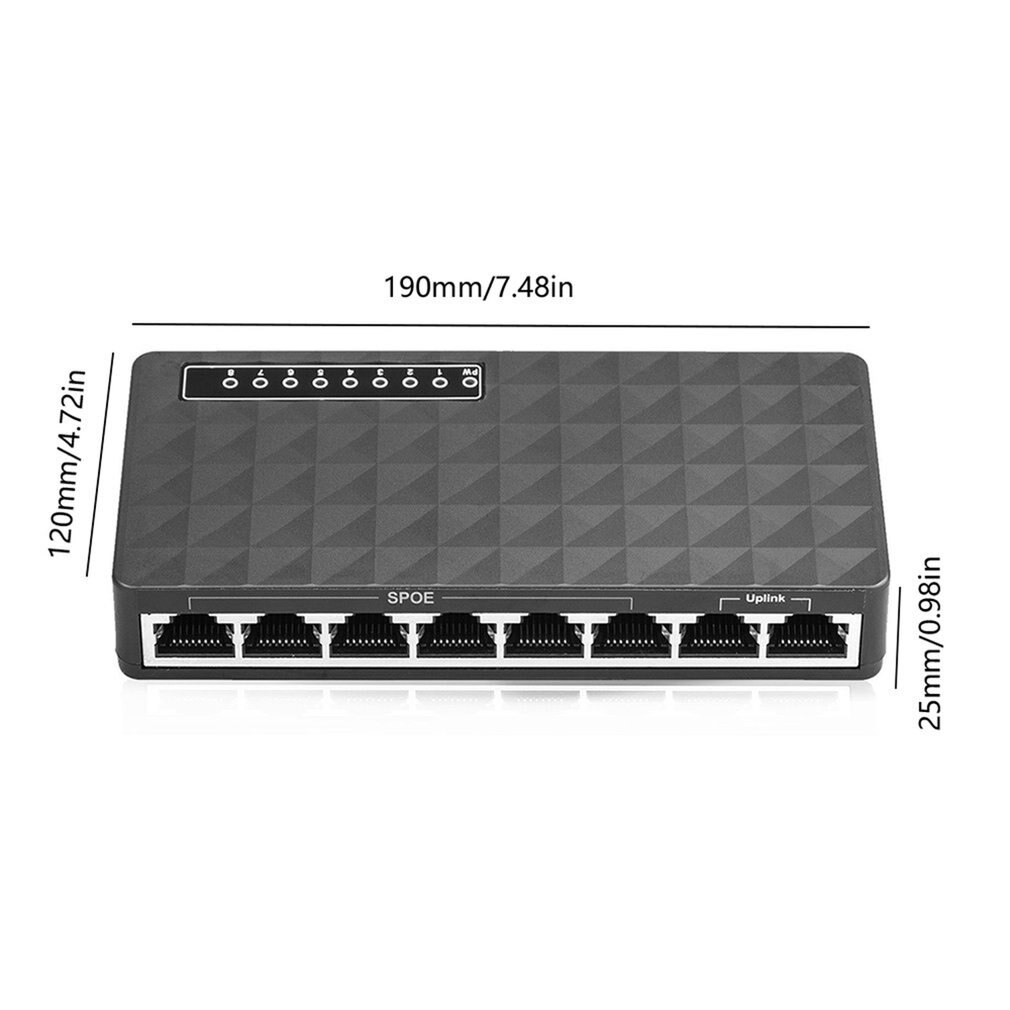 Mini LAN POE Ethernet Network Desktop Switch 8 Port 10/100Mbps Fast Hub Network Switch Hub Adapter High Performance
