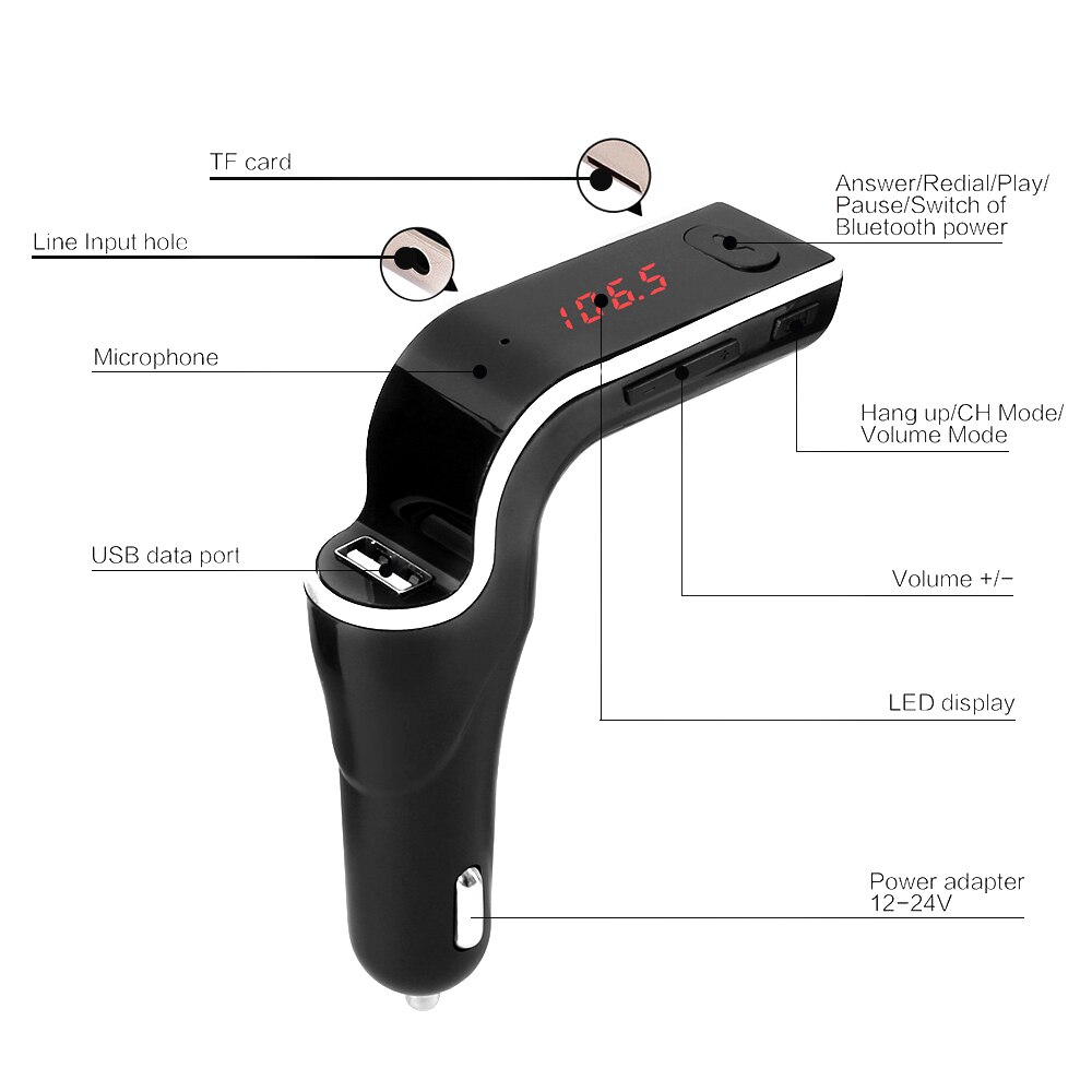 Car Wireless FM Transmitter Hands Free AUX Modulator Car Bluetooth Kit MP3 Player SD USB LCD Car USB Charger Accessories