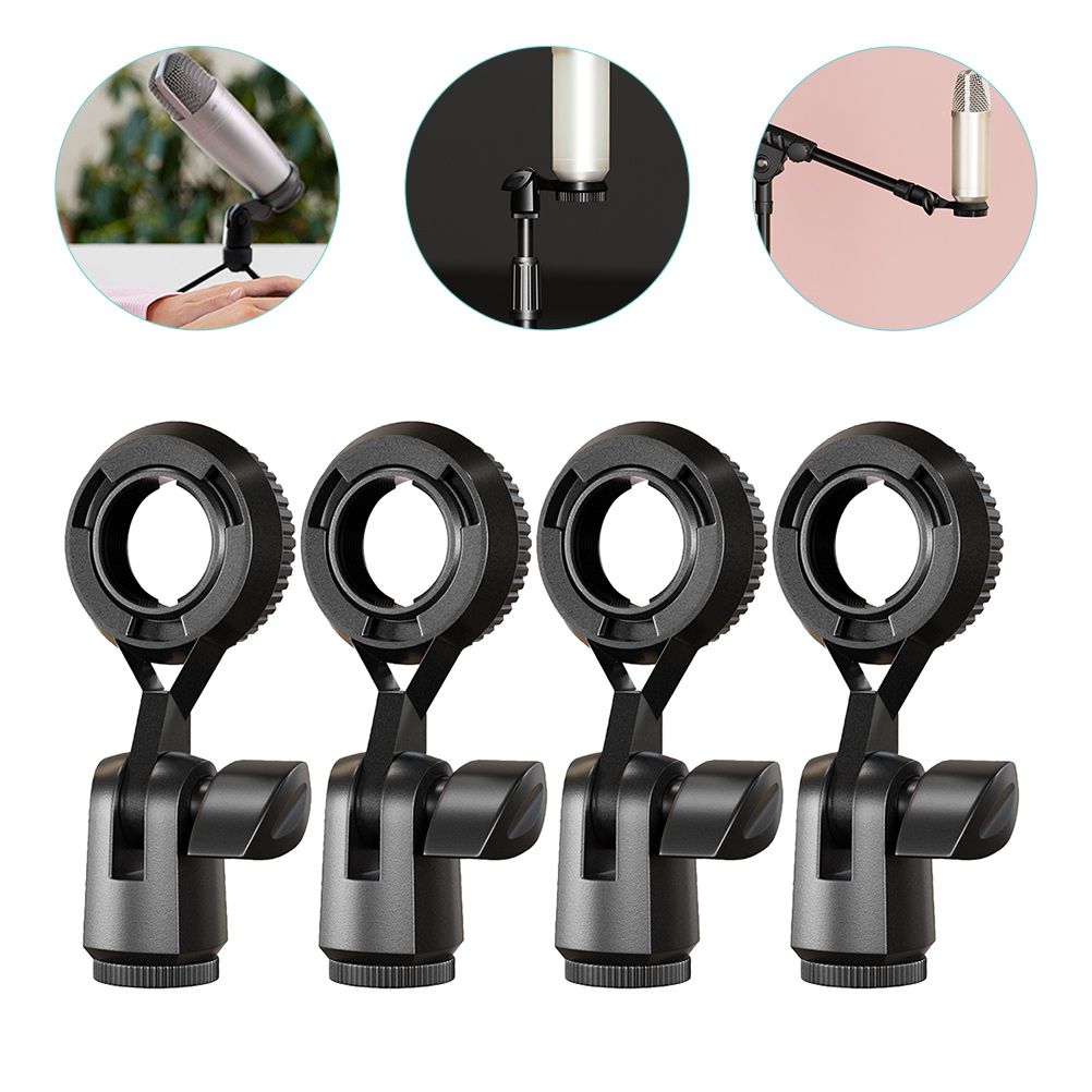 Soporte de micrófono Universal con Clip, abrazadera de micrófono de rotación ajustable para micrófonos, accesorios portátiles de Audio y vídeo, 4 Uds.