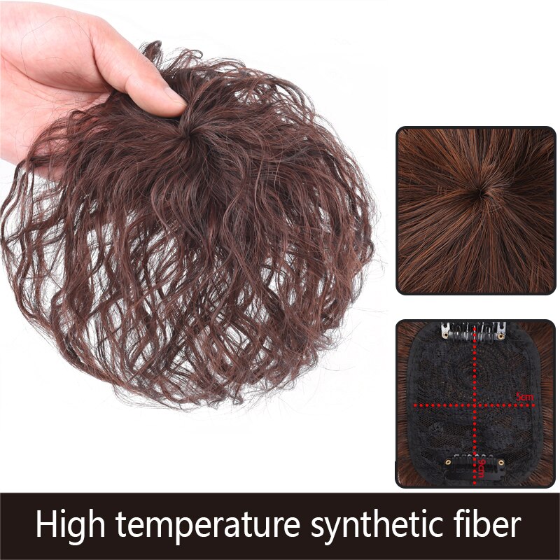 Synthetic Hair Pure hair Topper Hairpiece Women Curly Corn Beard Natural Hair Topper Clip Hair Clip Ins In Hair Extensions: light brown