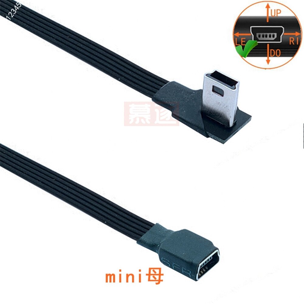 10CM 90 Degree 4 angle mini USB Female to Mini B 5 Pin Male cable Adapter 50CM 100CM: Left / 0.1m