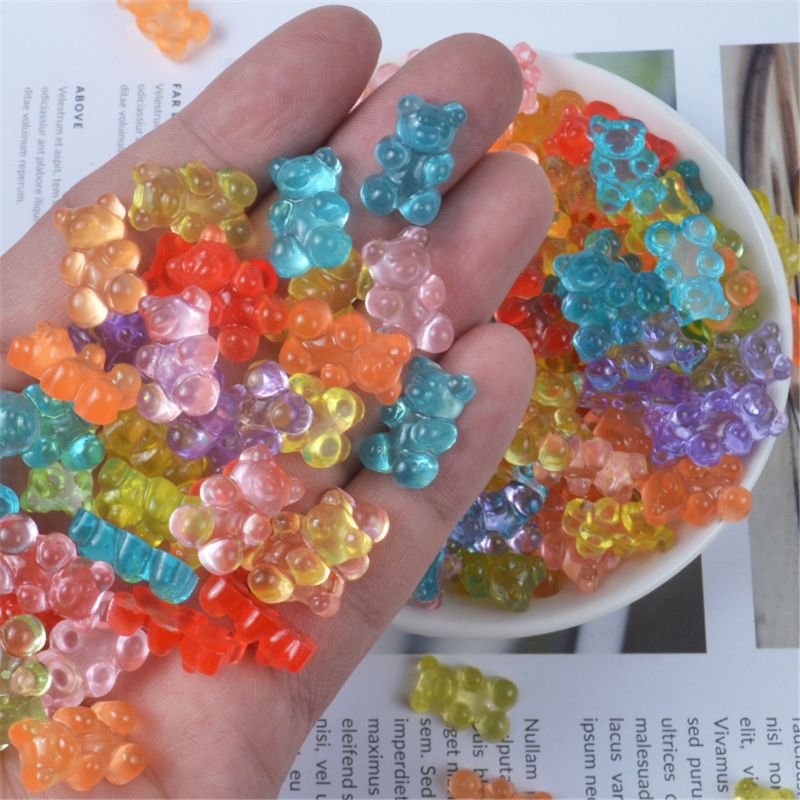 12 stk mini bjørn perler gummi blød slim charms plasticine slim tilbehør perler til krystal mudder fluffy slime