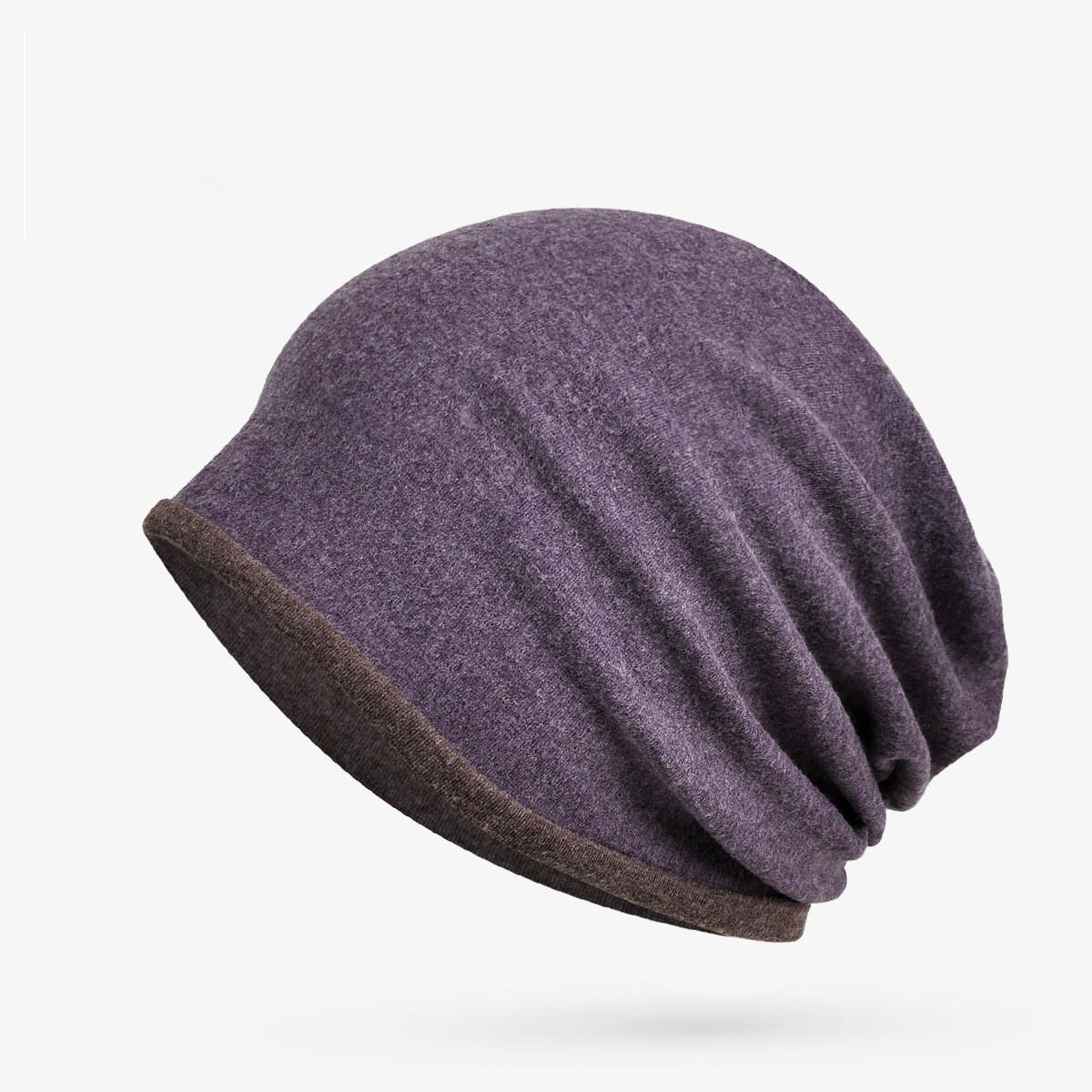 Cokk ear hat beanie vinterhatte til kvinder damer bomuldshuer bonnet forår vinter kvinder skullies herre hatte sort baggy cap: Lilla brun