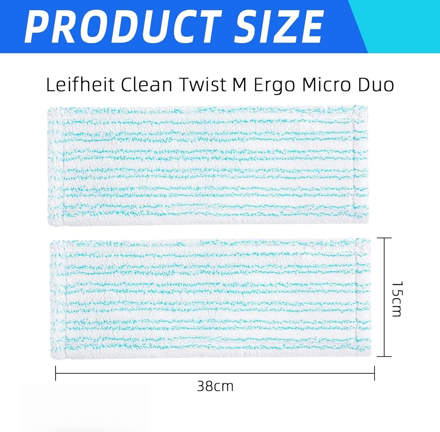 Floor Mop Covers for Leifheit Clean Twist M Ergo Micro Duo, Wiper Covers, Microfiber Mop Head for Absorbent Floor Mop, No. 52123