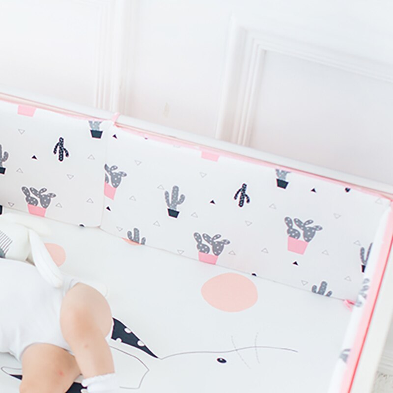 Baby krybbe beskyttelse pad baby seng tegneserie kofanger puder sikkerhed beskyttelse sengetøj sommer åndbar 300cm bhs 008: 120 x 30cm- a