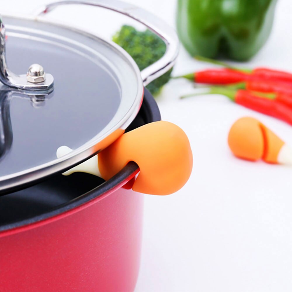 Silicone World 1PC Spill-proof Lid Lifter For Soup Pot Lid Stand Silicone Heat Resistant Holder Keep The Lid Open Kitchen Tools