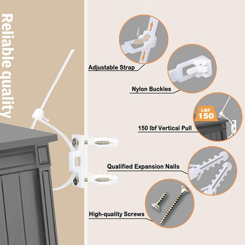 Baby Safety Set Furniture Anti-tip Straps Prevention Device for Kids Children Falling Furniture Prevention Device Protection