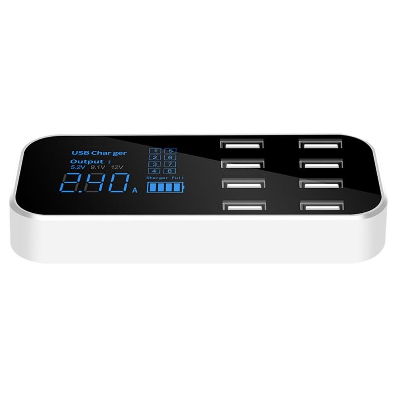 A9s snabb billaddare 8 port multi usb lcd display telefonladdare 12v batteriladdare usb hub för telefon tabletter gps dvr