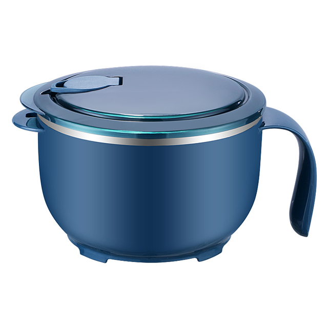 Fideo Bowl Soup Bowl con mango Bento fiambrera contenedor de almuerzo caja de almuerzo para niños Bento Box tazón de acero con tapa: Green Large