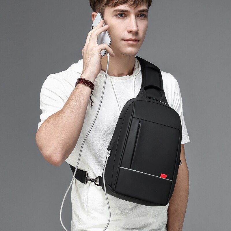 NIGEER Anti-diefstal Schoudertas voor Mannen Zakelijke Crossbody Tassen USB Opladen Borst Pakken Waterdichte Messenger Bag Mannelijke: Default Title