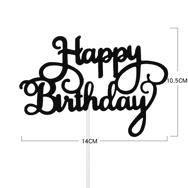 10pcs Gittler Happy Birthday Cake Topper Bling Sparkle Decoration Sign Happy Birthday Cake Topper Girl`s Birthday Dessert Decor: black