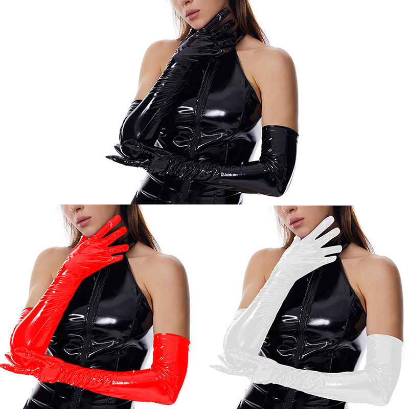 Gant Long en Latex Imitation cuir pour femmes et filles, mitaines Hip-Pop Sexy, discothèque, danse, Cosplay, mitaine Sexy, accessoires de Costumes