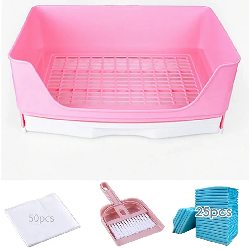Lettiera per conigli extra large Toilette per coniglietto con cassetto 50 pellicole per toilette per animali domestici 25 Set per la pulizia del tampone per l'addestramento della toilette Piccola scatola per animali domestici: Cachi scuro
