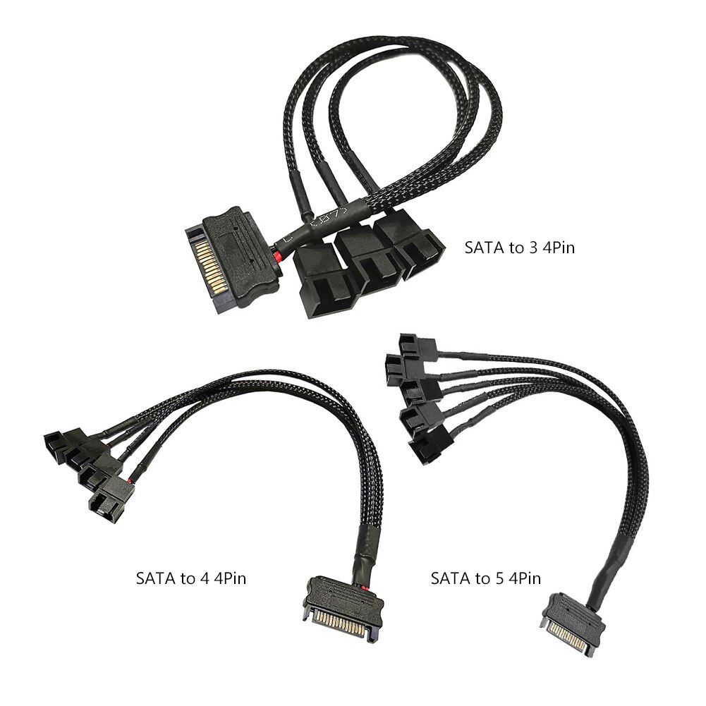 SATA 1 To 3 4 5 4-pin Power Cord 12V PC Cooling Fan Splitter Converter SATA to 4Pin Fan Power Cord Computer Power Adapter Cable