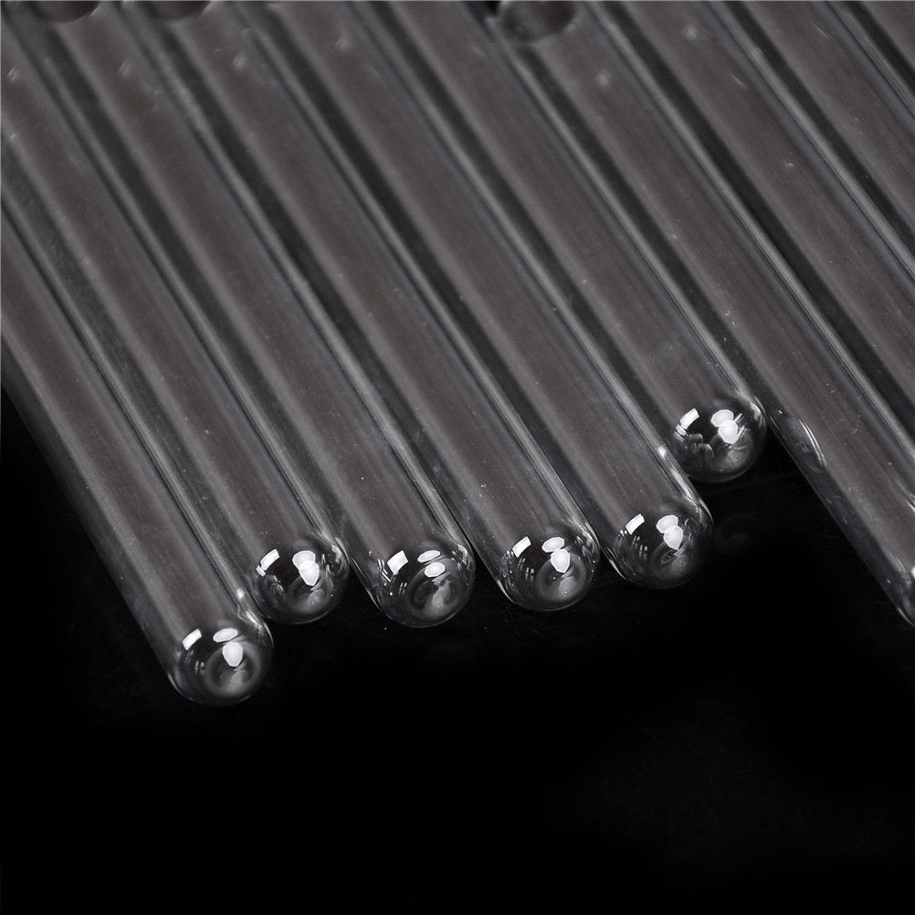 10Pcs Transparent Pyrex Glass Blowing Tubes 100mm Long Thick Wall Test Tube